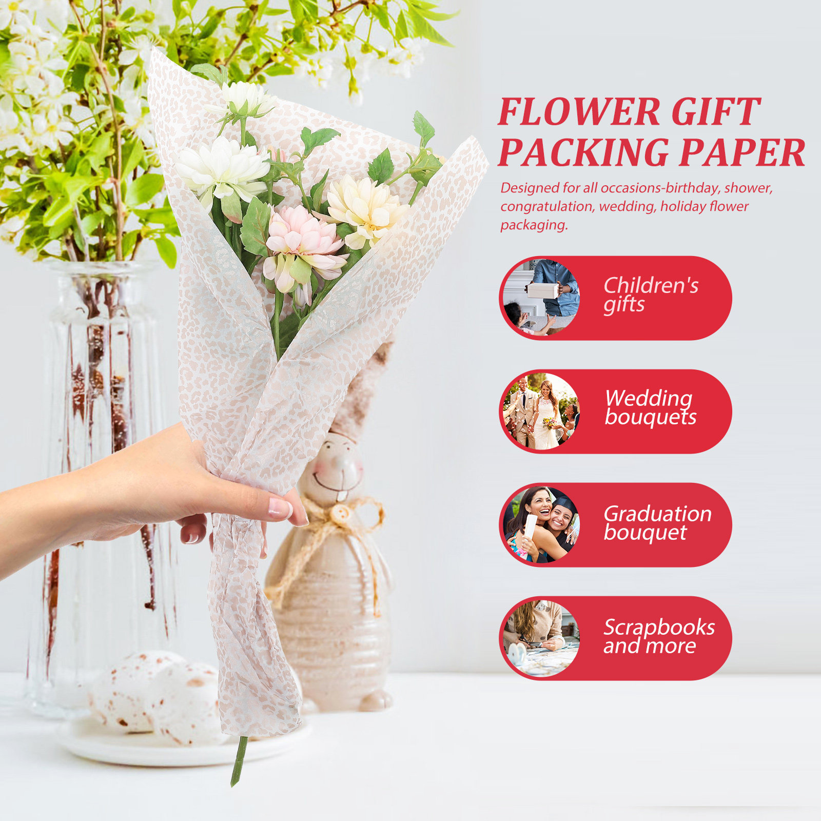 Flower Supply - Bloemenverpakkingspapier DIY knutselpapier voor cadeauverpakkingen, bloemenverpakkingen,