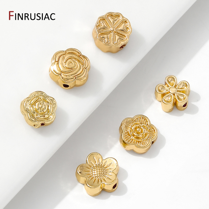 Flower Supply - 14K Vergulde Messing Bloem Spacer Kralen,