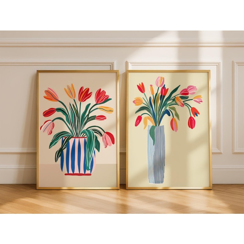 Florist Supply Vases - 2 stuks tulpbloemen canvas kunst aan
