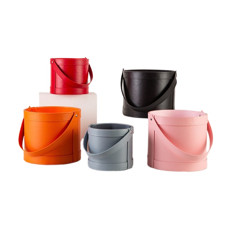Florist Supply Buckets - Draagbare ronde lederen cadeaudoos voor bloemisten,